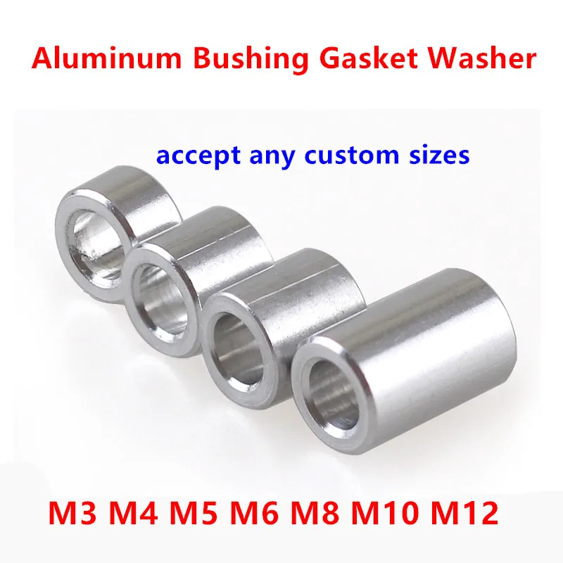 M3 M4 M5 M6 M8 M10 Aluminium-Buchsenscheibendichtung, rund, CNC, kein Gewinde, Abstandshalter, Dicke 2 mm bis 30 mm