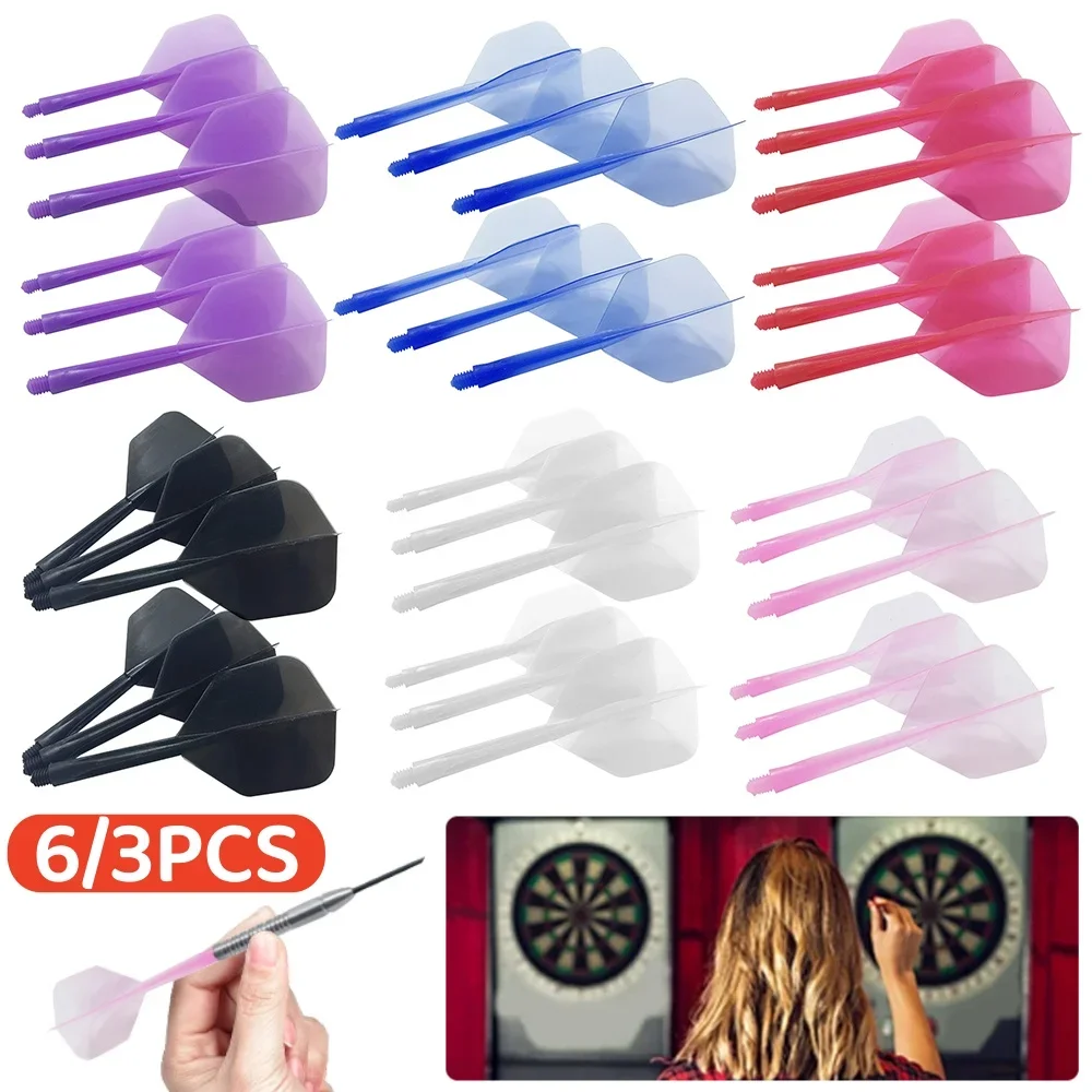 6/3Pcs 2BA Integrierte Dart Flights Welle Anti-Fall Professionelle Transparente Kunststoff Flights und Wellen Dart Zubehör kit Image