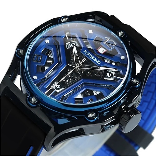 FORSINING Herren Mechanische Uhr Modisch Lässige Uhr Armbanduhr Automatikaufzug Kalender WASSERDICHT Dekoration Kieselgel Beobachten Image