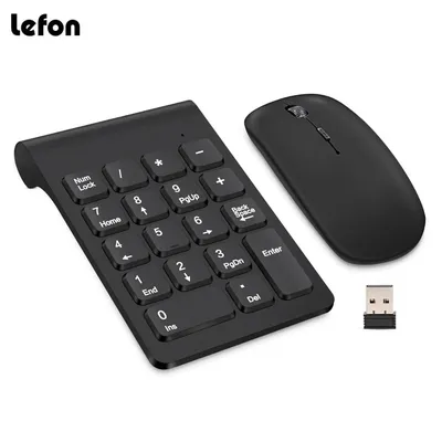 Lefon Wireless Numeric Keyboard Mini Digital Number Pad Keypad Accounting Bank 18 Keys Keypad Mouse