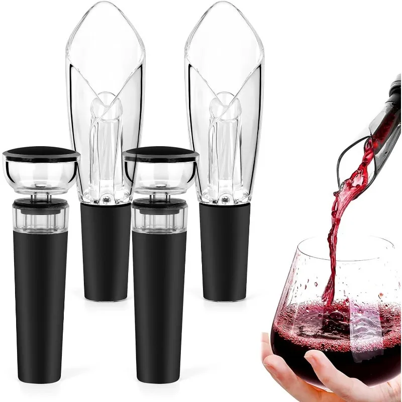 Wine Aerator Pourer Spout with Vacuum Wine Stopper Wine Air Aerator & Wine Saver Pump Set Aerate, Enjoy and Preserve Wine