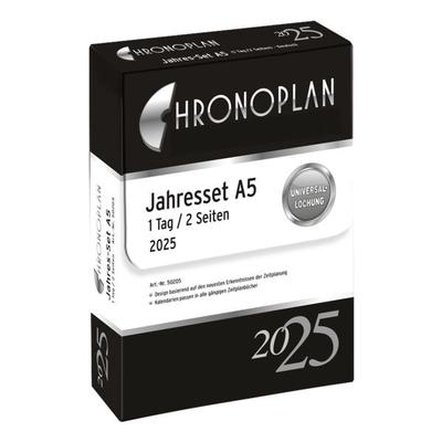 Kalendereinlage 2025 »Jahres-Set A5 1 Tag = 2 Seiten«, Chronoplan