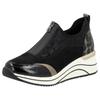 Slip-On Sneaker REMONTE "Elisabeth Hurley-Collection", Damen, Gr. 36, gold (schwarz, goldfarben), Lederimitat, Textil, sportlich, Schuhe, Keilsneaker, Slipper, Schlupfschuh, Freizeitschuh, vegan