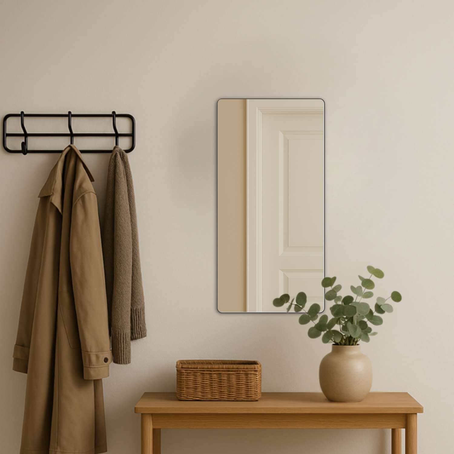 Spiegel LOEVSCHALL "Refine Wandspiegel rechteckig – eleganter Designspiegel mit edlem", schwarz, B:45cm H:90cm T:1,5cm, Spiegelglas, Spiegel, Rahmen in vielen Größen & Farben für Bad, Flur & Schlafzimmer