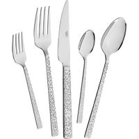 Besteck-Set MULEX Besteck Siena, mit feiner Hammerschlag-Struktur, silber (silberfarben), 60 tlg., Chromstahl, Essbesteck-Sets, elegantes Besteck mit beeindruckend schöner Optik