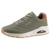 Sneaker SKECHERS "UNO-SUITED ON AIR", Herren, Gr. 41, grün (olivgrün), Lederimitat, Veloursleder, sportlich, Schuhe, Freizeitschuh, Halbschuh, Schnürschuh mit modischer Keilsohle