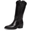 Westernstiefel TAMARIS, Damen, Gr. 37, schwarz, Glattleder, unifarben, modisch, Schuhe, Blockabsatz, Langschaftstiefel mit Ziernähten, in spitzer Form
