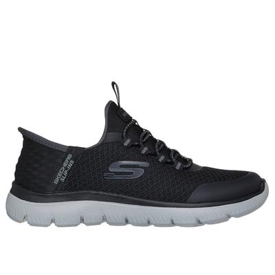 Skechers Boy's Slip-ins: Summits - High Range Sneaker | Size 3.5 | Black/Charcoal | Textile/Synthetic | Vegan | Machine Washable