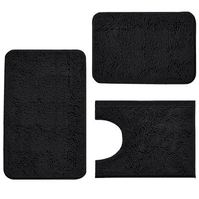 Bathroom Rugs Sets 3 Piece Chenille Toilet Bath Mat Set