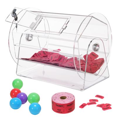 VEVOR Acrylic Raffle Drum, Professional Raffle Ticket Spinning Cage with 2 Keys, Transparent Lottery Spinning Drawing. - White
