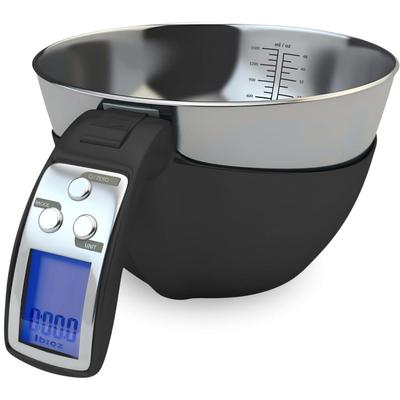 Digital Kitchen Food Scale with Bowl (Removable) and Measuring Cup - Stainless Steel