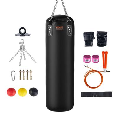 VEVOR Punching Bag for Adults for MMA Karate Judo, Muay Thai Kickboxing Boxing, Home Gym Training, (Unfilled) - Black - 4ft