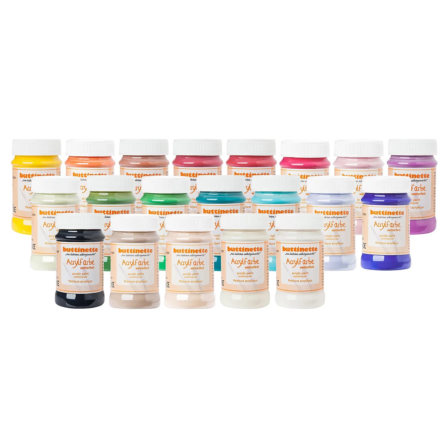 buttinette Peinture acrylique résistante aux intempéries, couleurs différentes, 100 ml