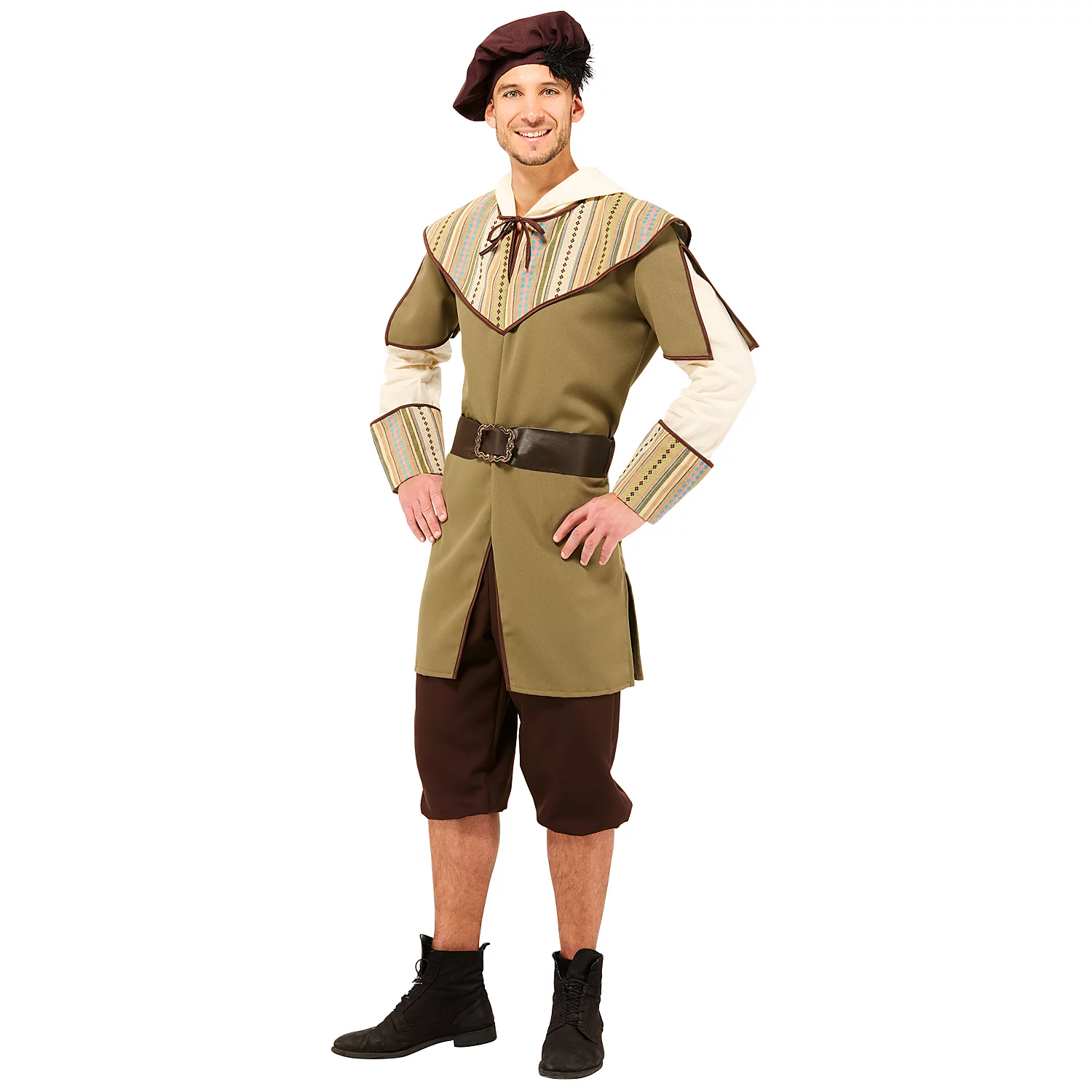 Kostüm Mittelalter für Herren, oliv/natur/braun Image