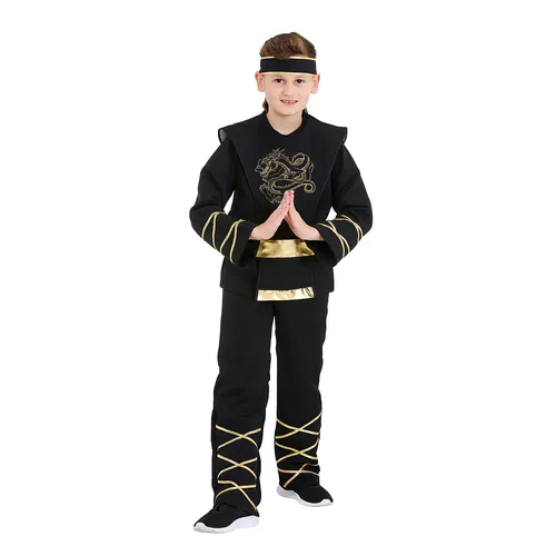 Kinderkostüm Ninja, schwarz/gold