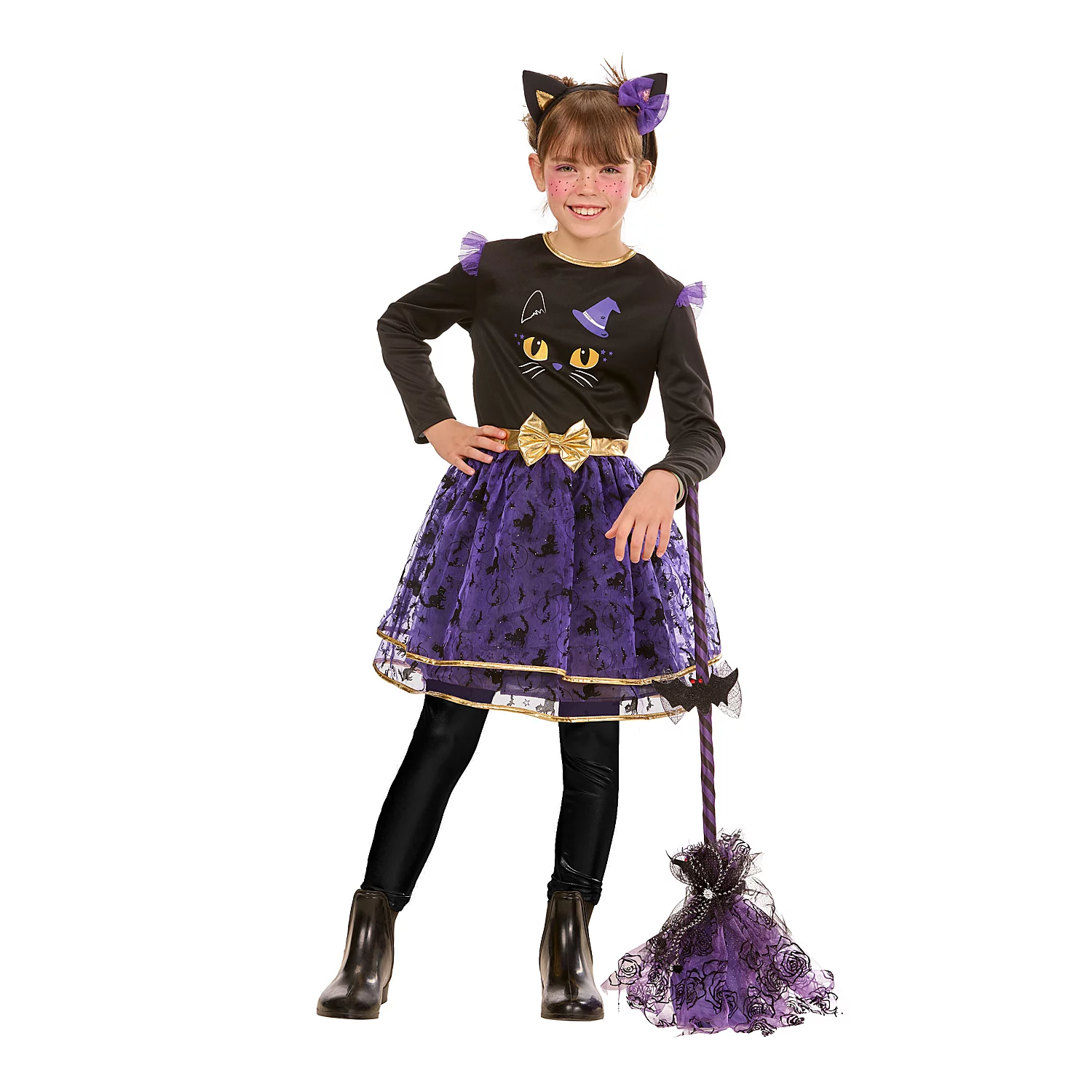 Robe "chat" pour enfant, violet/noir