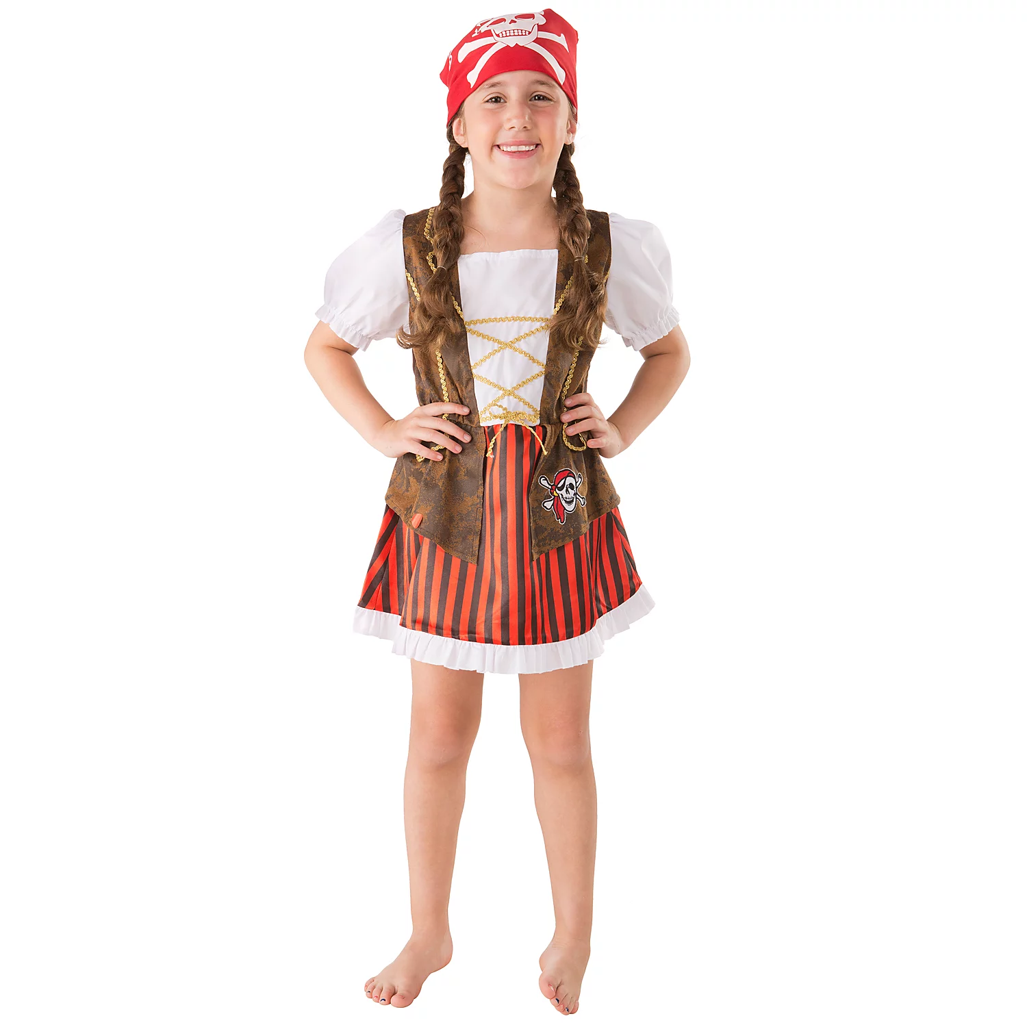 Robe de pirate pour enfants, marron/rouge