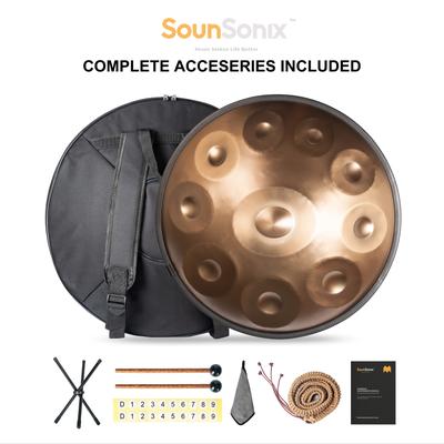 TEMU Sounsonix Handpan - Stainless Steel Aisi 430, D - Kurd 10, , 10 Notes 22 Inches, Handcrafted Pan Drum, Complete Set With Bag And Stand
