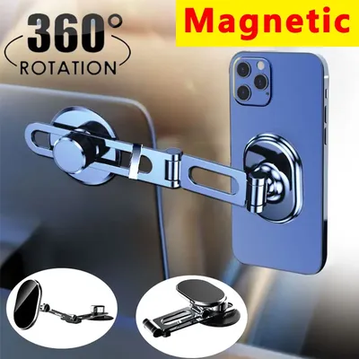360 Rotate Magnetic Car Phone Holder Magnet Smartphone Support GPS Foldable Phone Bracket in Car For iPhone Samsung Xiaomi LG