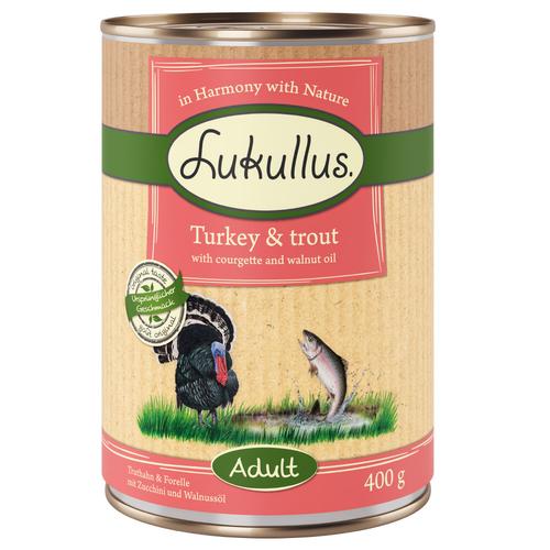 20 + 4 gratis! 24 x 400 g Sparpaket Lukullus Naturkost - Truthahn & Forelle (getreidefrei)