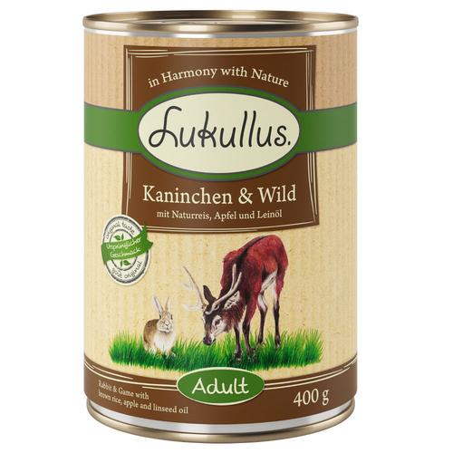 20 + 4 gratis! 24 x 400 g Sparpaket Lukullus Naturkost - Kaninchen & Wild