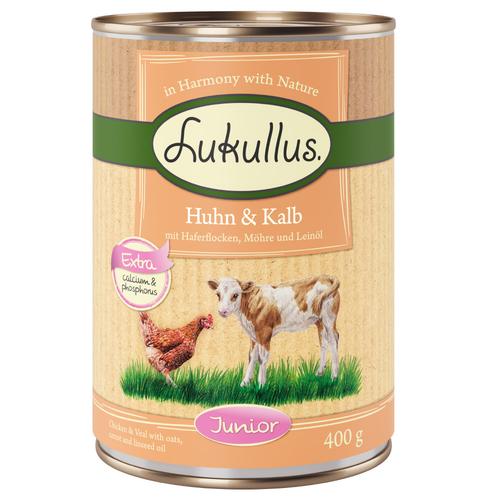 20 + 4 gratis! 24 x 400 g Sparpaket Lukullus Naturkost - Junior Huhn & Kalb