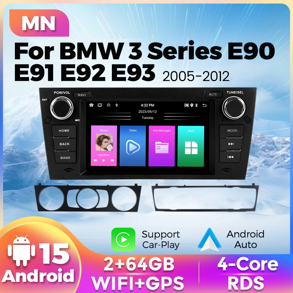 Navifly carplay android autoradio für bmw 3er e90 e91 e92 2012-2015 multimedia video player gps navigation 2din kopf einheit