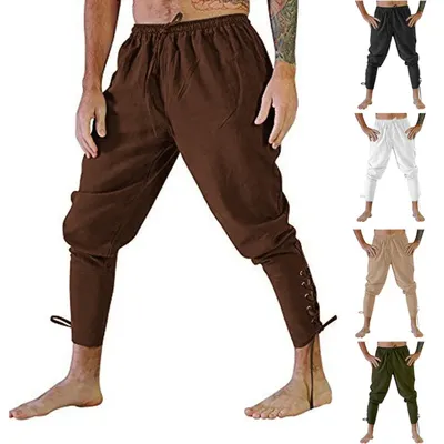 Piratenhose, Wikinger-Kostüm für Herren, Renaissance, mittelalterliche Hose, Kordelzug, Shorts, Image