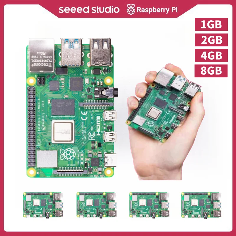 Raspberry Pi 4 8 GB 4 GB Computer Modell B 1 GB/2 GB, Quad-Core Cortex-A72, BCM2711, 2,4 GHz und 5,0 GHz IEEE 802.11b/g/n/ac kabellos Image