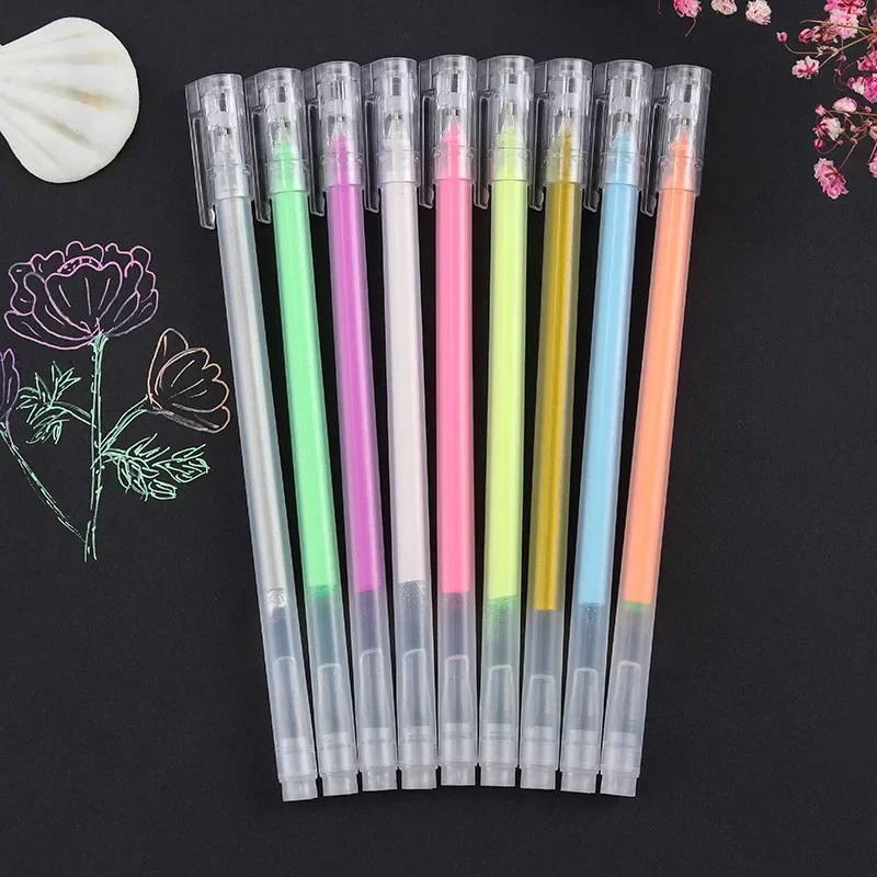 9 teile/satz Weiß Gold Silber Gel Stift Große Kapazität 0,6mm Highlighter Kunst Marker Stift Skizze Zeichnung Comic Design kunst Liefert Image