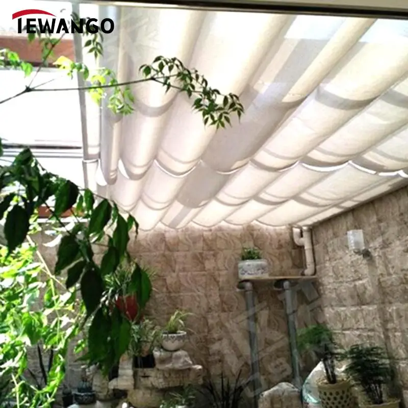 180gsm weiß hdpe Teleskop welle Sonnenschutz netz Garten Innenhof Pavillon Schiebe dach atmungsaktives Sonnenschutz netz