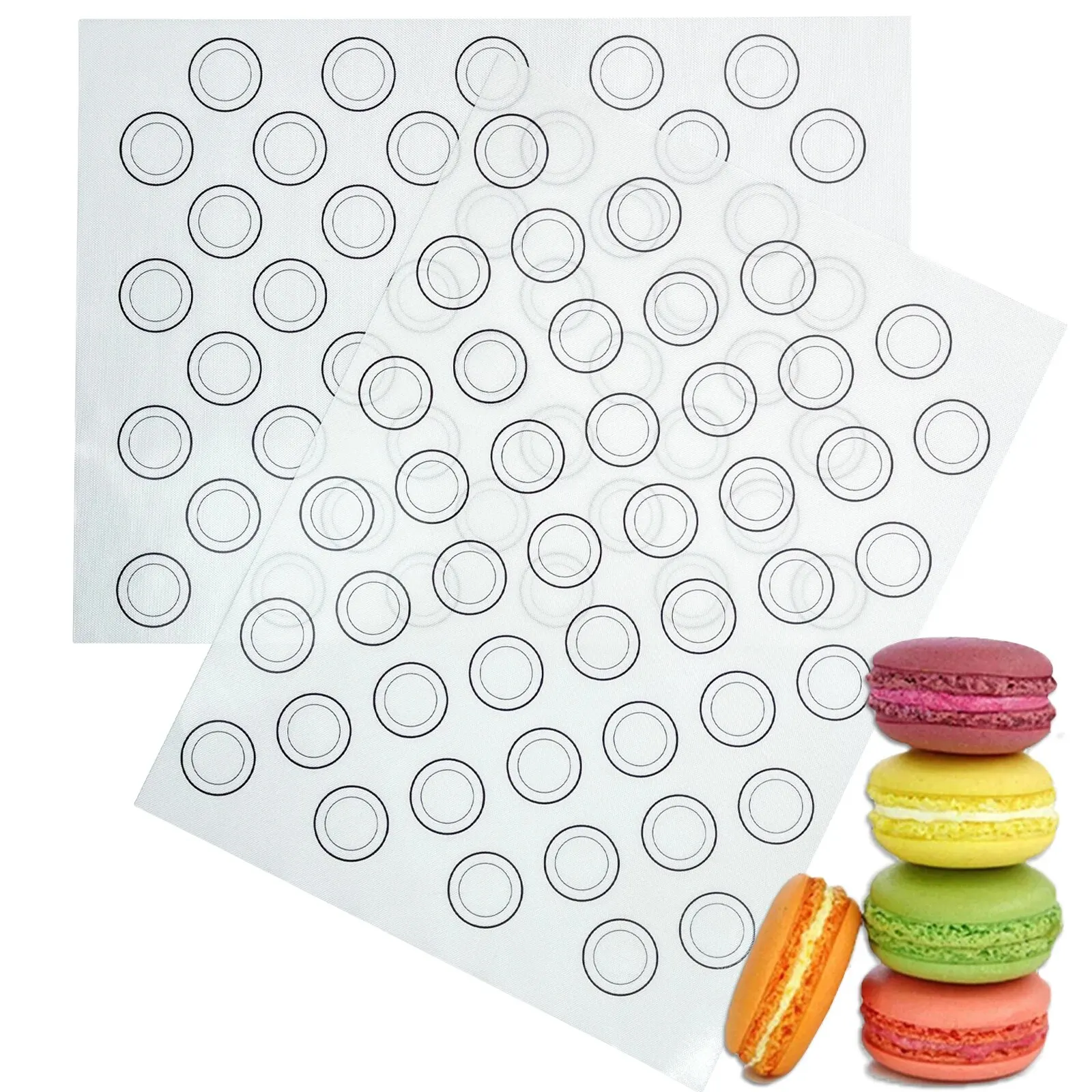 1 x Silikon-Backmatte für Backofen, Macarons-Kekse, wiederverwendbar, antihaftbeschichtet und leicht zu reinigen, 40 cm/15,75 x 30 cm/11,75 Zoll, weiß Image