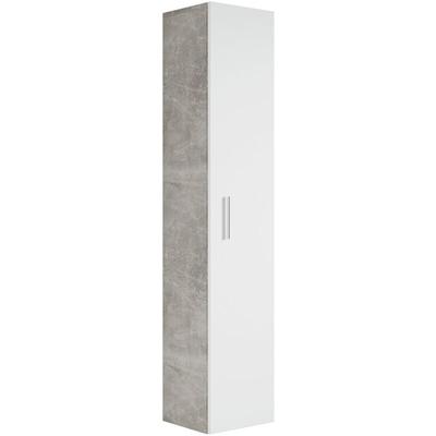 Badezimmer Badschrank Pluto 150cm Beton mit Weiß - Regal Schrank Hochschrank Schrank Möbel - Beton