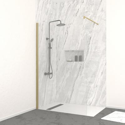 Walk-in-Dusche MARWELL "Spezia", gold (goldfarben), H:200cm T:120cm, Duschwände, mit hochwertigen Aluminiumrahmen in gebürsteter Goldoptik