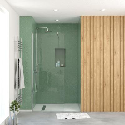 Walk-in-Dusche MARWELL, silber (silberfarben), B:100cm H:195cm T:80cm, Duschwände, barrierefreier Einstieg, mit Halterungsstange Image