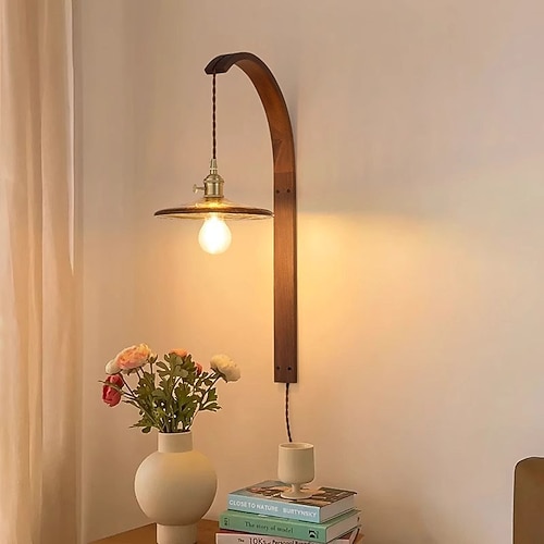 LED-Innenwandleuchten warmweiß 24cm moderne E27-Wandlampen Holzkeramikschirm drehbare Teleskop-Schwenkarm-Wandlampe Hotelwohnzimmer Nachttisch-Lesewandleuchte 85-265V Image