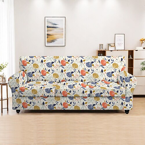 Sofabezug Pflanzen Garngefärbte Polyester-Schonbezüge - elegantes botanisches Muster - weicher und strapazierfähiger garngefärbter Polyester - schützt und revitalisiert Ihr Sofa Image
