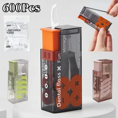 10Sets Portable Floss Holder Automatic Ejectable Includes 10Pcs Floss Organizer Press-on Carry-on
