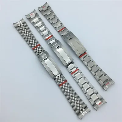 BLIGER 20mm Strap Solid Stainless Full brushed/middle polish Strap Folding Buckle Men's Strap fits