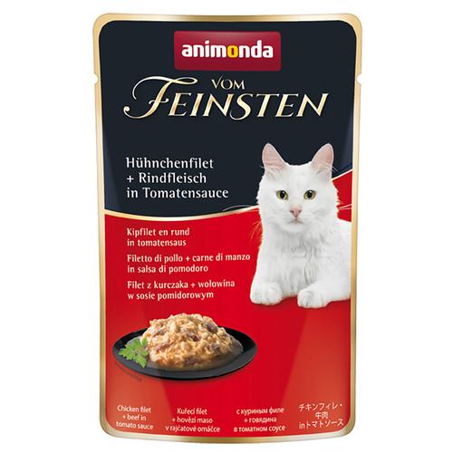 36x 50g animonda Vom Feinsten Adult in Sauce Hühnchenfilet + Rindfleisch in Tomatensauce...