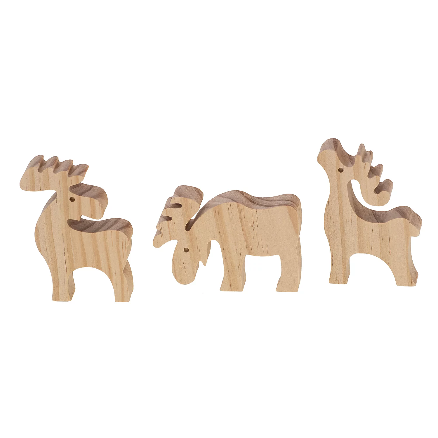 Holz-Rentiere, natur, 3 Stück