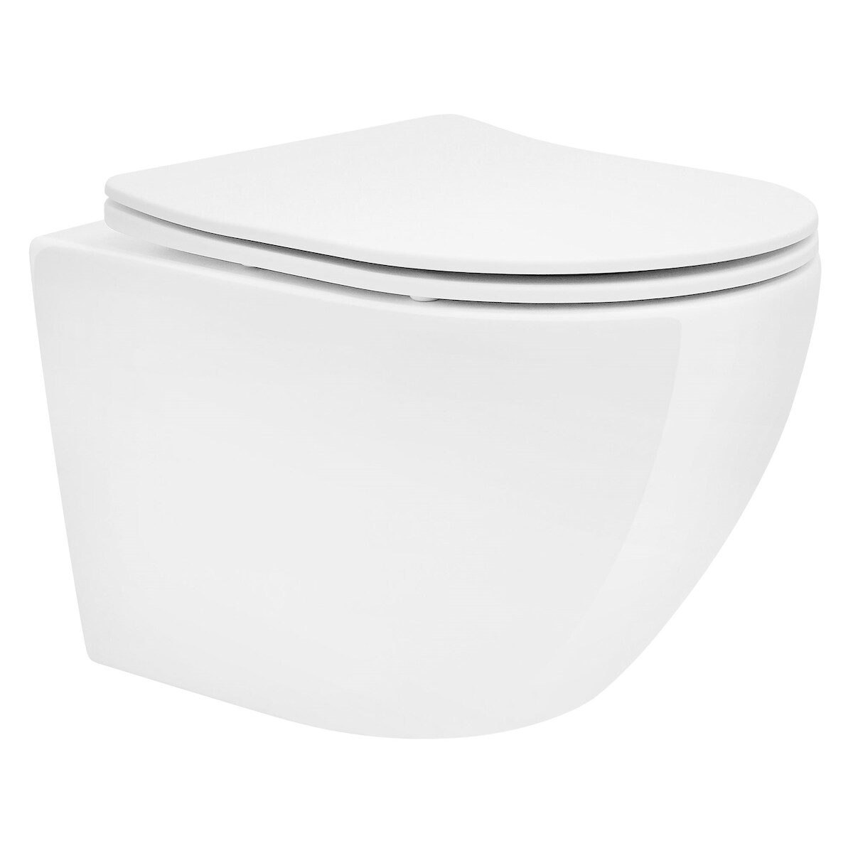 LuxeBath ECD Germany Wand-WC spülrandlos 49 cm kurz Weiß glänzend – Keramik Tiefspüler, Nano, WC-Sitz Duroplast Softclose abnehmbar Image
