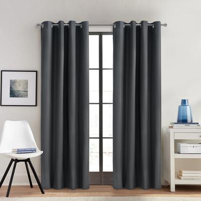 Wide Width Alpine Blackout Grommet Curtain Panel by Thermaplus in Charcoal (Size 52