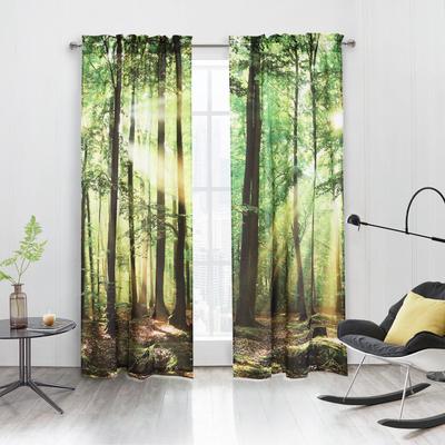 Photo Real Forest Light Filtering Pole Top Curtain Panel Pair by Habitat™ in Multi