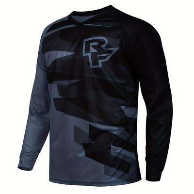 TEMU Men's Cycling Jersey, Gradient Graphic, Quick Dry, Moisture Wicking, Breathable Long Sleeves Mtb Mountain Bike Shirt For Biking & Riding Sports Image