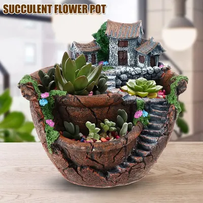 Fairy Garden Flower Bed House Garden Sky Flowerpot Fairy Tale World Planting Flower Pot