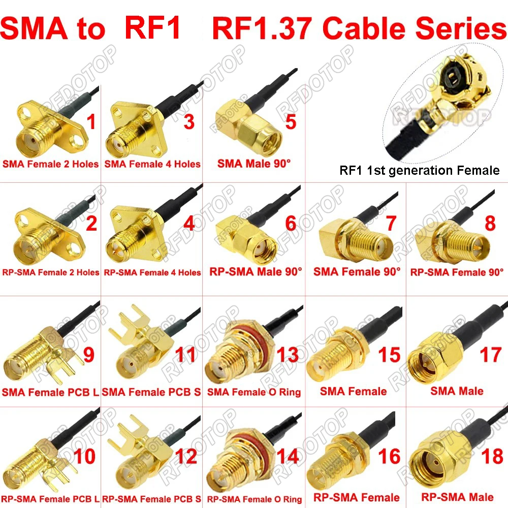 1PCS SMA Stecker/Buchse auf uFL/u.FL/IPX Buchse RF 1,37 Kabel RF Jumper Zopf für WiFi Antenne Image