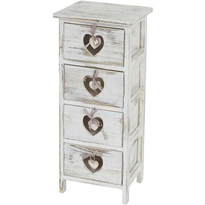 Neuwertig] Kommode Sues, Schubladenkommode Schrank, 4 Schubladen mit Herzen 70x29x25cm, Image