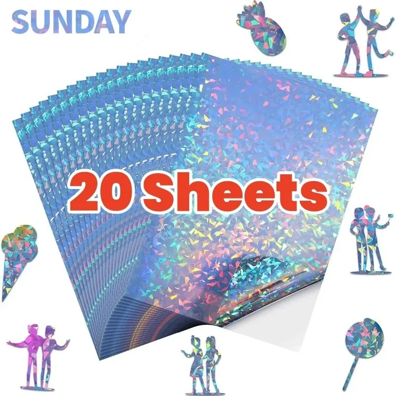 Autocollant holographique en vinyle non imprimable, papier auto-adhésif, laser, photo, films de plastification, papier transparent A4, bricolage pour badge