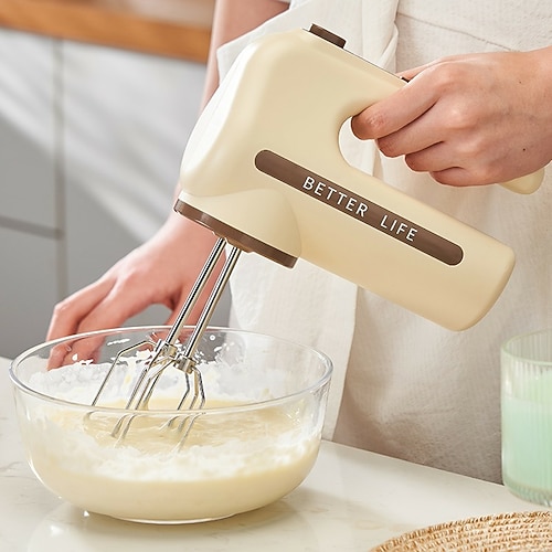 Doppelseitiger wiederaufladbarer kabelloser automatischer Mixer aus Edelstahl mit elektrischem Schneebesen und langer Lebensdauer, fünf Geschwindigkeitsstufen für Schlagsahne-Kuchenmixer Image